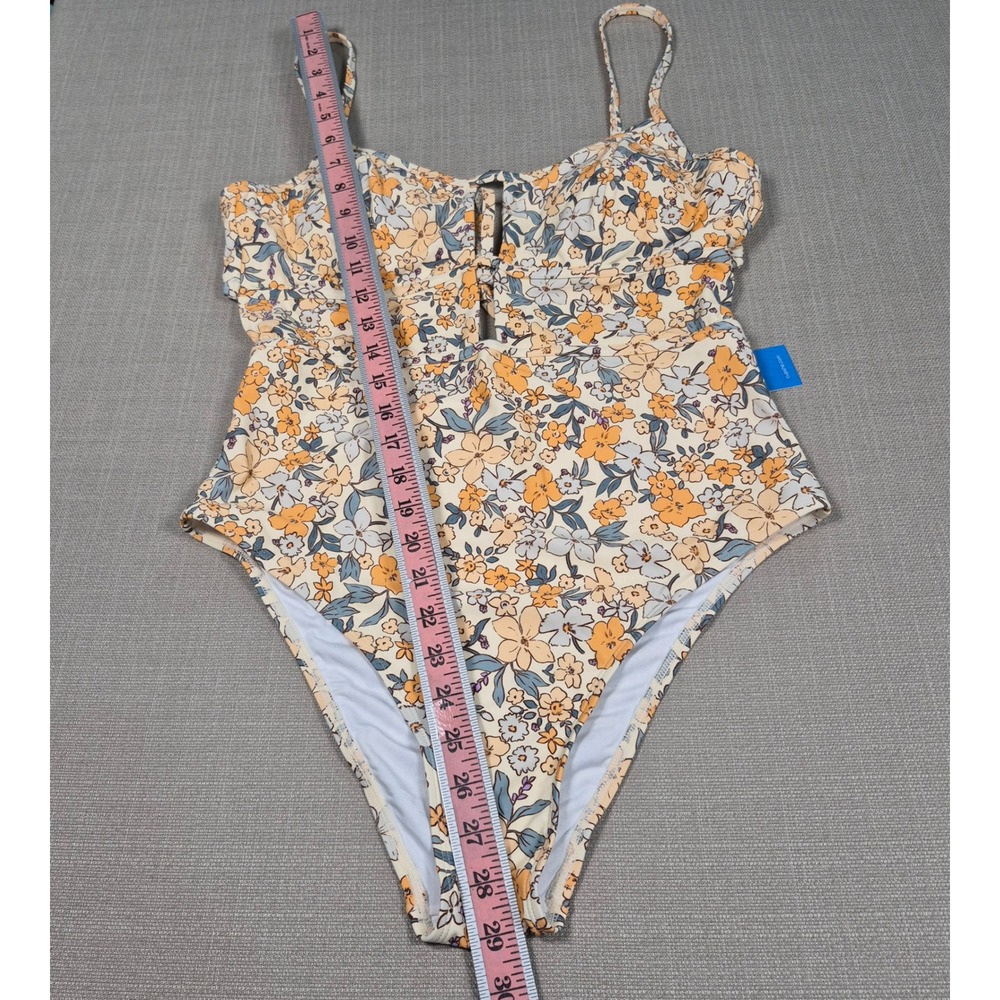 Cupshe Womens Floral Cutout One Piece Swimsuit Yellow Blue Size L New NWT - Picture 6 of 11